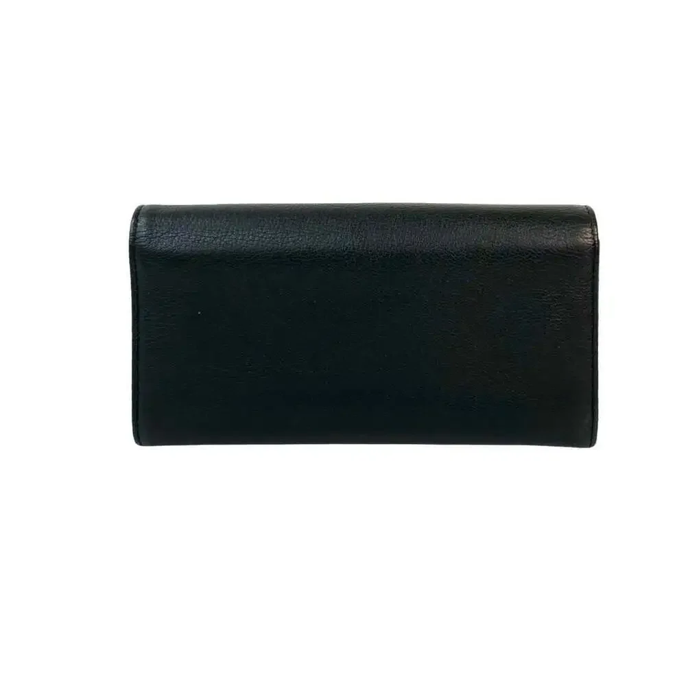 CHANEL Authentic Black Leather Logo Wallet